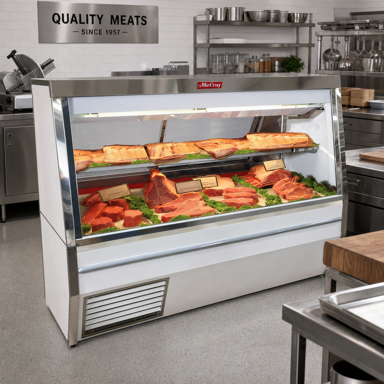 Product image #2 for Howard-McCray 34N Series 96-Inch Self-Contained Double Duty Red Meat Service Case with Straight Glass and LED Lighting