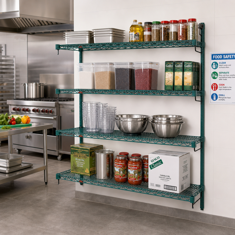 Product image #3 for Metro Super Erecta Super Adjustable Add-On Wire Shelving Unit, 72W x 21D x 63H, 4 Shelves, Green Epoxy-Coated