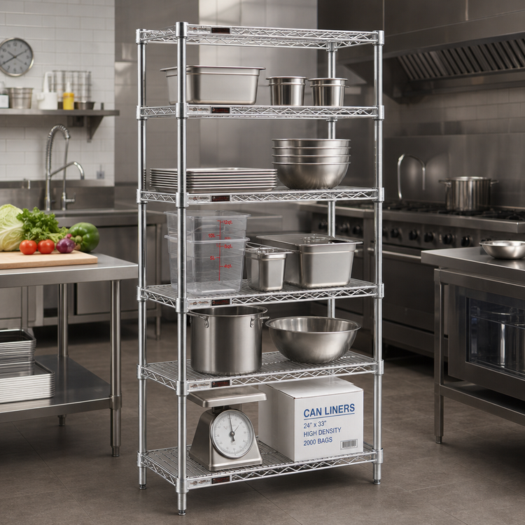 Product image #2 for Eagle Group 5-Tier Wire Shelving Starter Unit with QuadTruss Shelves, Stainless Steel Finish