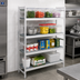 Thumbnail image #2 for Fermostock 4-Tier Perforated Aluminum Shelving Starter Unit with Polymer Inserts, 35W x 14D x 66H