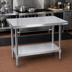 Thumbnail image #2 for BK Resources 60 x 24 Inch 18-Gauge T-430 Stainless Steel Work Table with Galvanized Undershelf and Legs