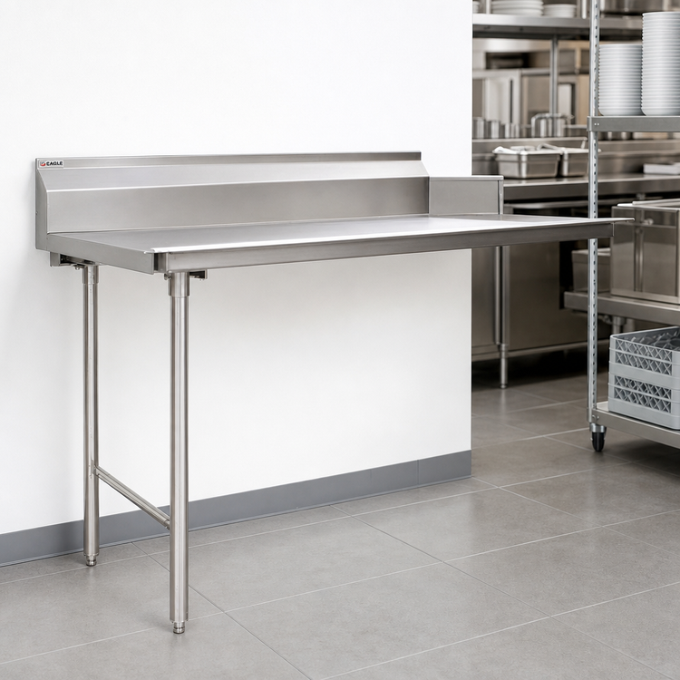 Product image #2 for Eagle Group Straight Clean Dishtable, 48 x 30 Inches, Left-to-Right Operation, 16/430 Stainless Steel Top