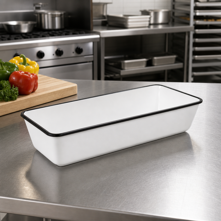 Product image #2 for American Metalcraft Endurance Rectangular Melamine Bowl, 106 oz., White with Black Rim