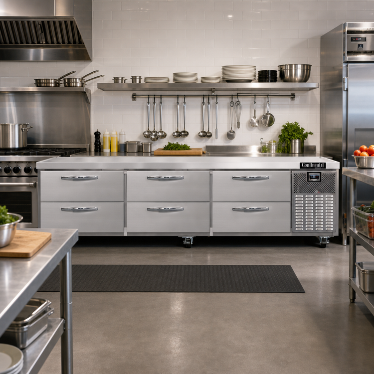 Product image #2 for Continental Refrigerator D108GN 108-Inch Three-Section 6-Drawer Refrigerated Griddle Stand