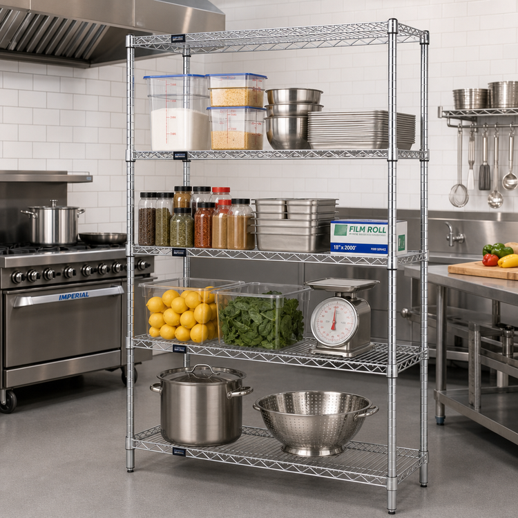 Product image #2 for Quantum 60"W x 30"D x 63"H Wire Shelving Starter Kit, 5 Shelves, 304 Stainless Steel