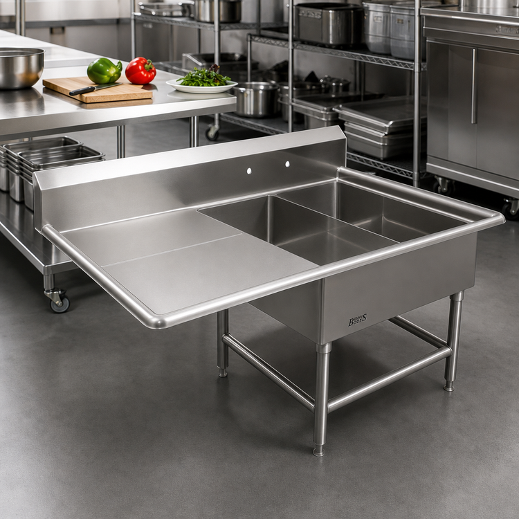 Product image #2 for John Boos Pro-Bowl 2-Compartment Platter Sink with Left Drainboard, 16-Gauge 300-Series Stainless Steel