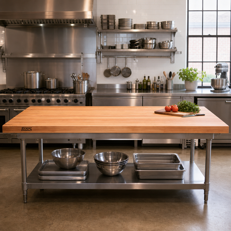 Product image #2 for Boos Block American Cherry Full-Length Rail Edge Grain Kitchen Countertop, Varnique Finish, 108 x 36 x 3 Inches
