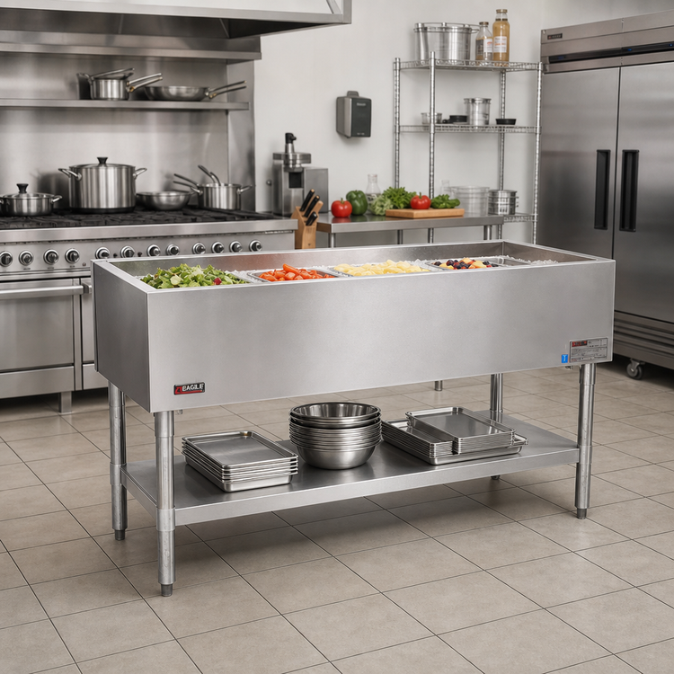 Product image #2 for Eagle Group SCP-4 Stationary 4-Pan Open Base Ice Cooled Cold Pan Serving Counter