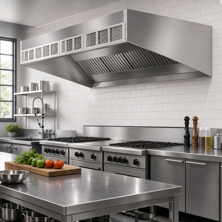 Product image #2 for SpecAir HESFA96-138 Wall Type Front Discharge Make-Up Air Exhaust Hood, 138 Inches Wide, Short Front