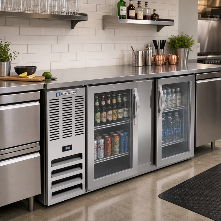 Product image #2 for Beverage-Air BB58HC-FG-S 58-Inch Food-Rated Back Bar Refrigerator with Glass Doors