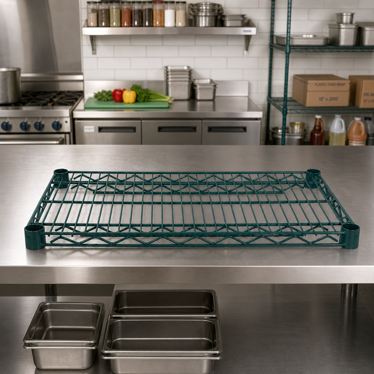 Product image #3 for Advance Tabco Special Value Series Heavy Duty Green Epoxy-Coated Wire Shelf, 60 x 18 Inches
