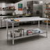 Thumbnail image #2 for Eagle Group Deluxe Series Stainless Steel Work Table with Rear Upturn and Adjustable Undershelf, 84 x 30 Inches