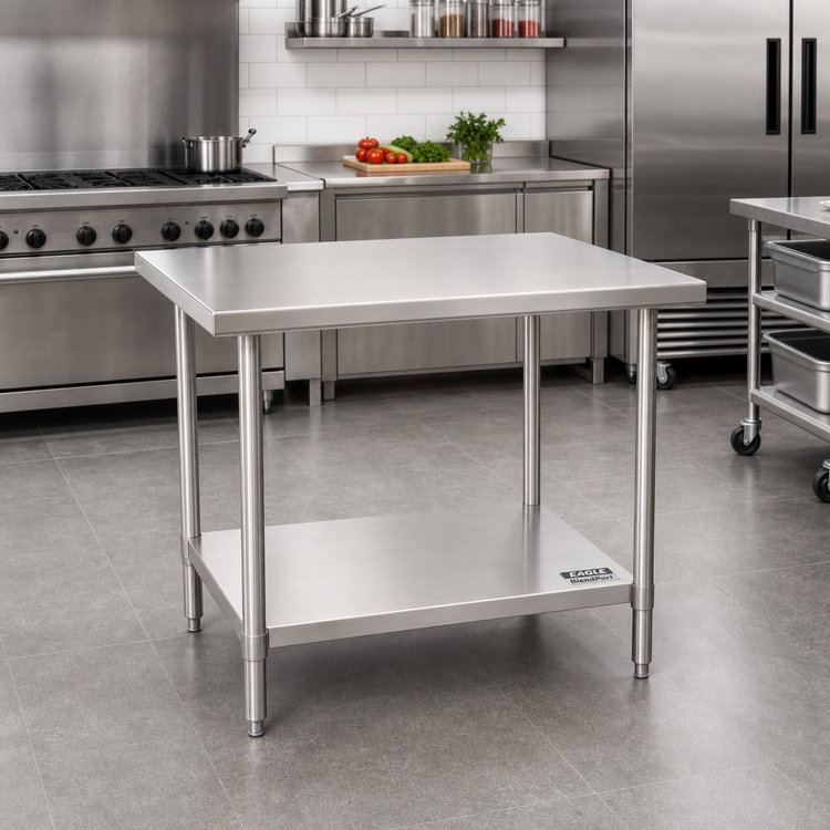 Product image #2 for Eagle Group BlendPort EL Series Flat Top Stainless Steel Work Table with Undershelf, 60 x 30 Inches