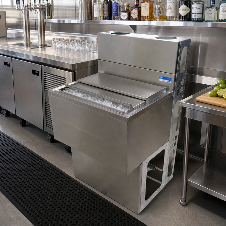 Product image #2 for BK Resources Underbar Ice Bin with 7-Circuit Cold Plate, 140 lb Capacity, 43-Inch Wide