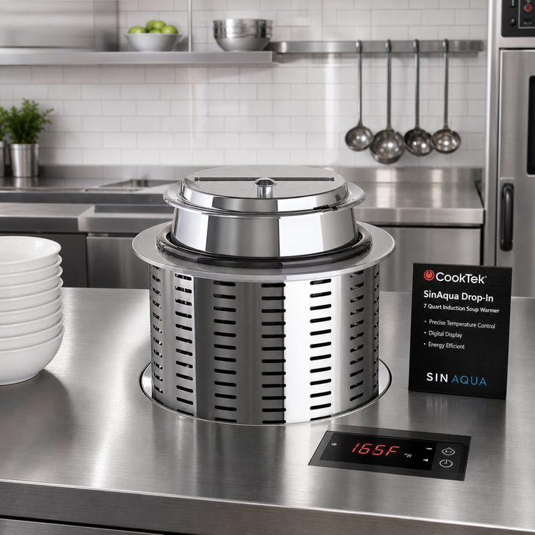 Product image #2 for CookTek SinAqua Drop-In 7 Quart Induction Soup Warmer with Digital Temperature Display
