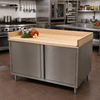 Thumbnail image #2 for BK Resources CMBT-3660HL 60-Inch x 36-Inch Hard Maple Wood Top Chef Table with Locking Cabinet Base and Hinged Doors