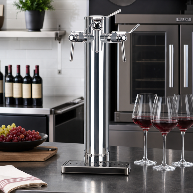 Product image #2 for Countertop Air-Cooled Single-Column Wine Font with 3 Side-Pull Faucets
