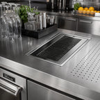 Thumbnail image #2 for Perlick Corporation C21379A Drop-In Stainless Steel Drip Tray Trough with Removable Louvered Glass Rack, 1/2" Drain