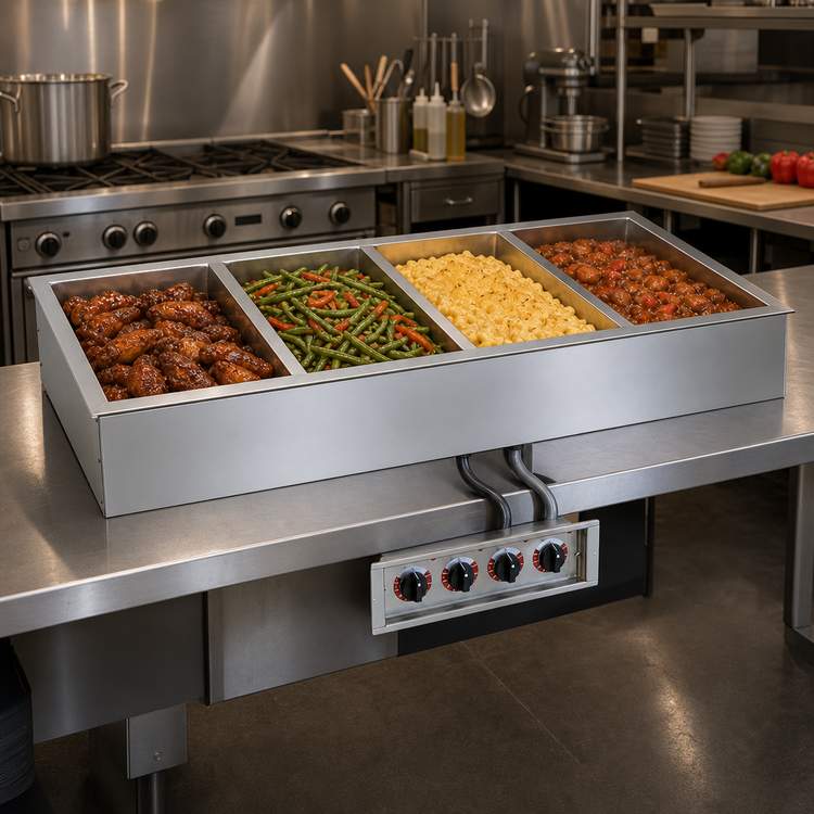 Product image #2 for Halo Heat Waterless Drop-In Electric Hot Food Well with Large Flange, 4 Full-Size Pan Capacity