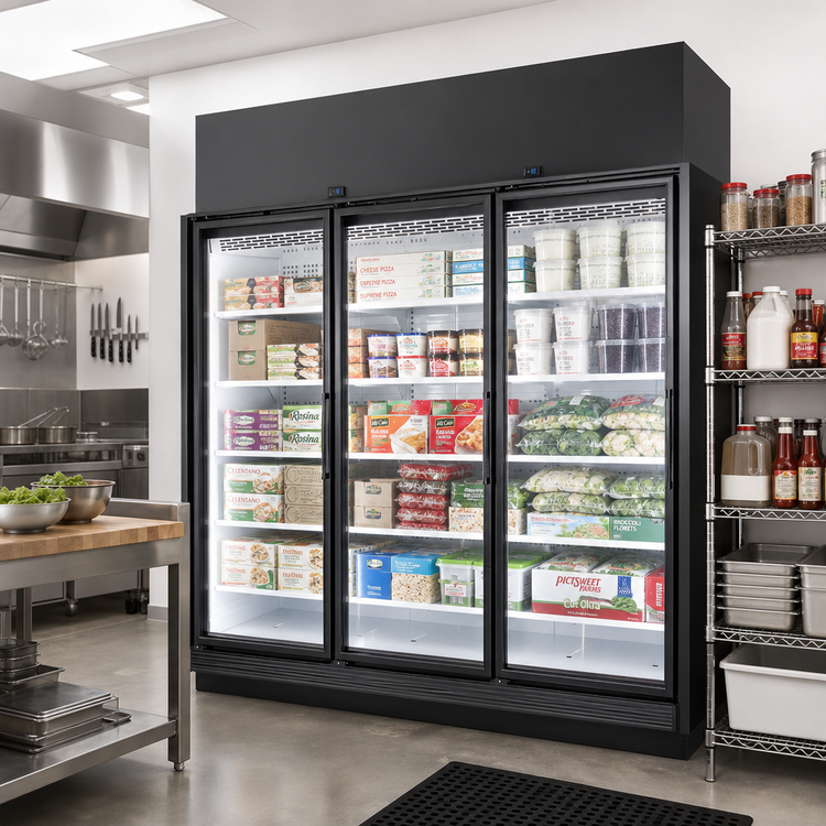 Product image #2 for True TRM3L 3-Section Low-Temp Self-Contained Glass Door Freezer Merchandiser