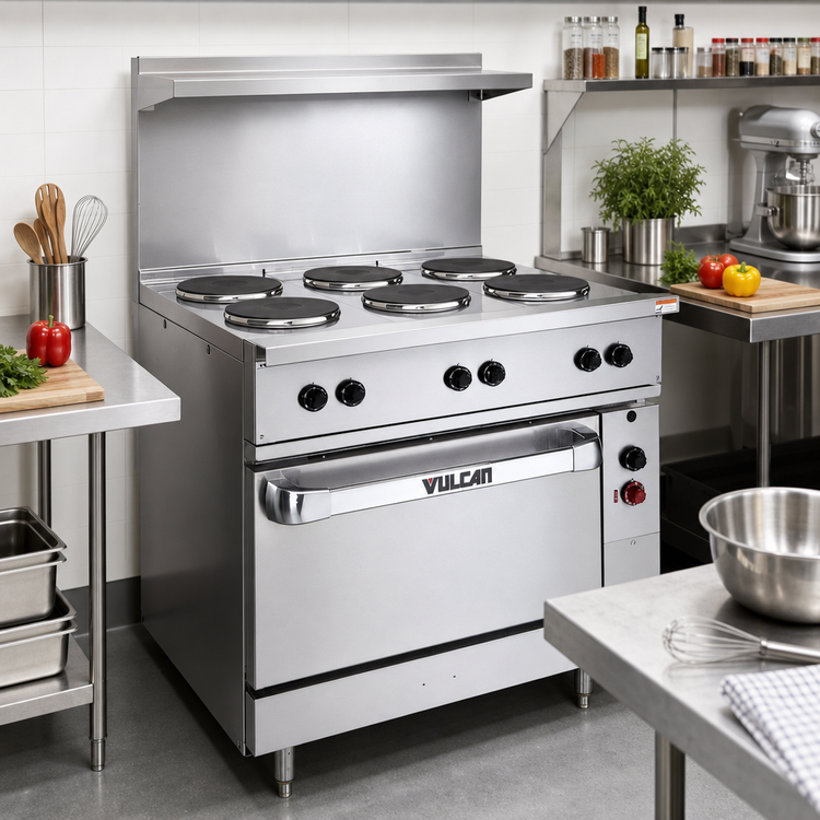 Product image #3 for Vulcan 36 Inch Electric Range with 6 French Hotplates and Standard Oversized Oven