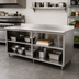 Thumbnail image #2 for Advance Tabco Special Value Economy Open Base Work Table with 5-Inch Backsplash and Mid Shelf, 84 x 24 Inches
