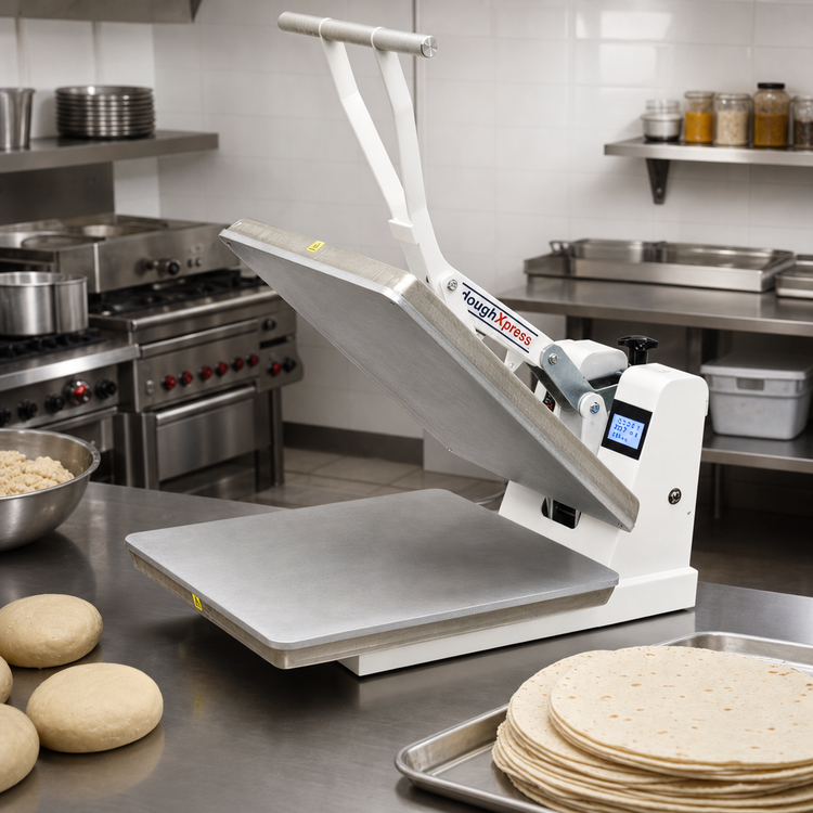 Product image #3 for Manual Clamshell Tortilla Dough Press with 16 x 20 Inch Dual Heated Platens
