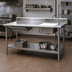 Thumbnail image #2 for Eagle Group Spec-Master 84-Inch Stainless Steel Prep Table with Right Sink, Left Drawer, Backsplash, and Undershelf