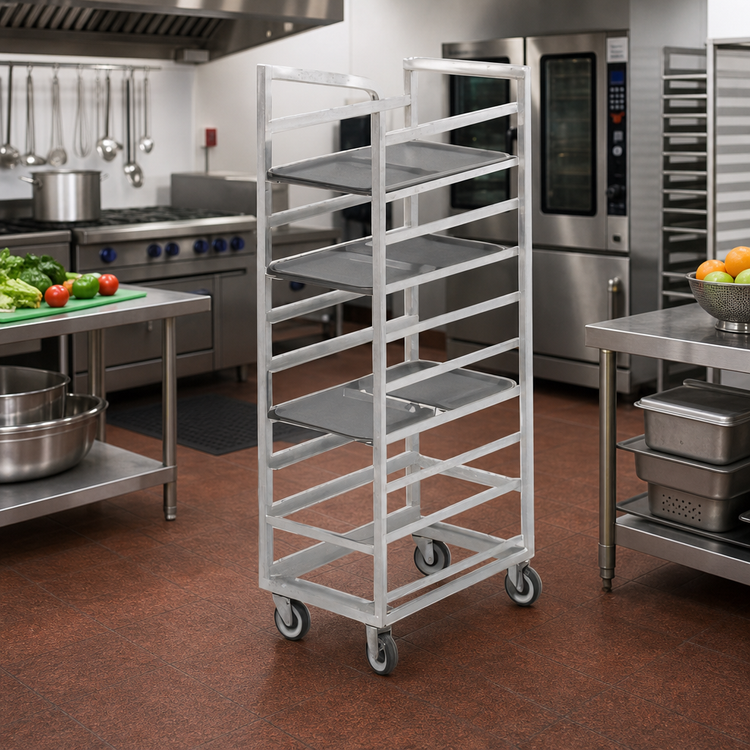 Product image #2 for Channel Stainless Steel Single-Section Cafeteria Tray Rack for 14" x 18" Trays, 36" High, End Load