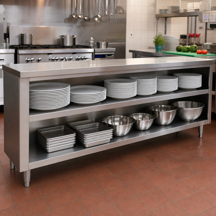 Product image #2 for Advance Tabco Special Value Series 72-Inch Stainless Steel Dish Cabinet with Open Base and Mid-Shelf