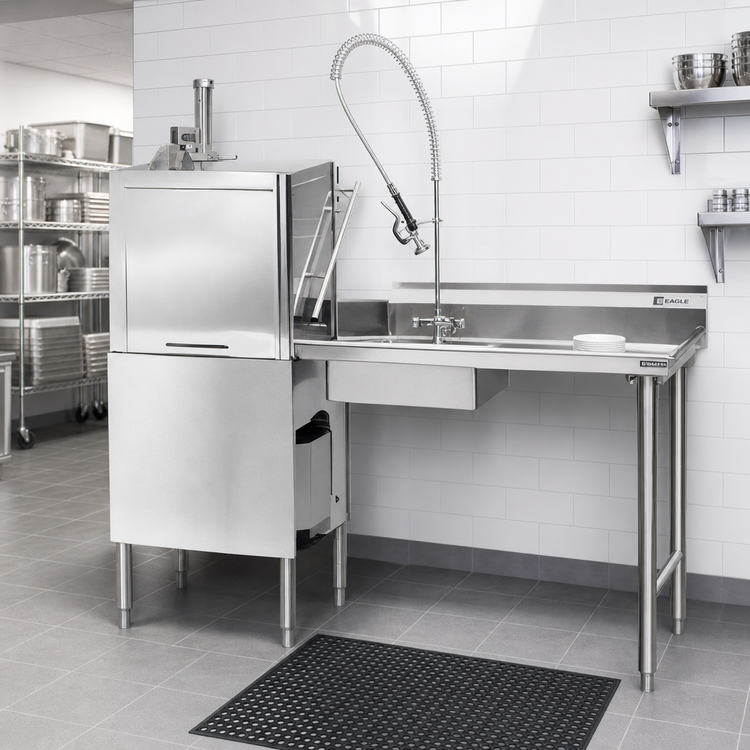 Product image #2 for Eagle Group 72-Inch Straight Soiled Dishtable with 20 x 20 x 5-Inch Pre-Rinse Sink, 8-Inch Backsplash, Right-to-Left Operation