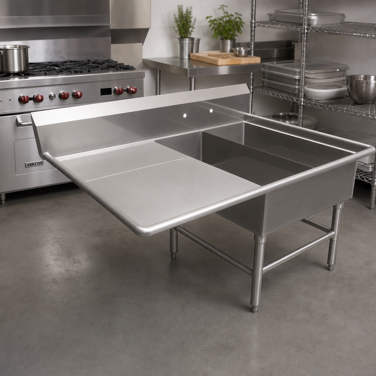 Product image #2 for John Boos Pro-Bowl 2-Compartment Platter Sink with Left Drainboard, 14-Gauge Stainless Steel