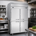 Thumbnail image #2 for Beverage Air P-Series Dual-Temperature 2-Section Reach-In Refrigerator/Freezer with 4 Lockable Half Doors, 42.02 Cubic Feet