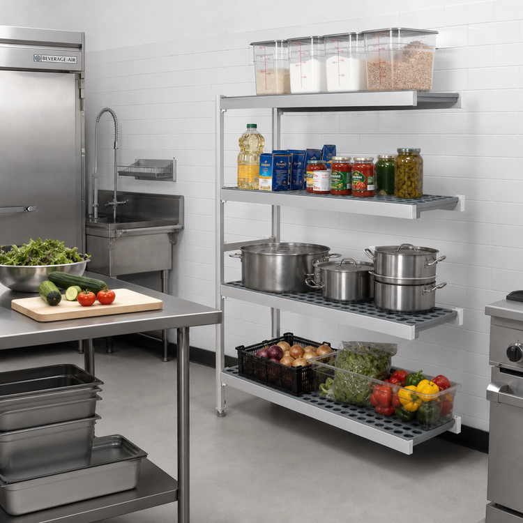 Product image #2 for Fermostock 4-Tier Polymer Shelving Expansion Kit, 71 in. H x 42 in. W x 22 in. D
