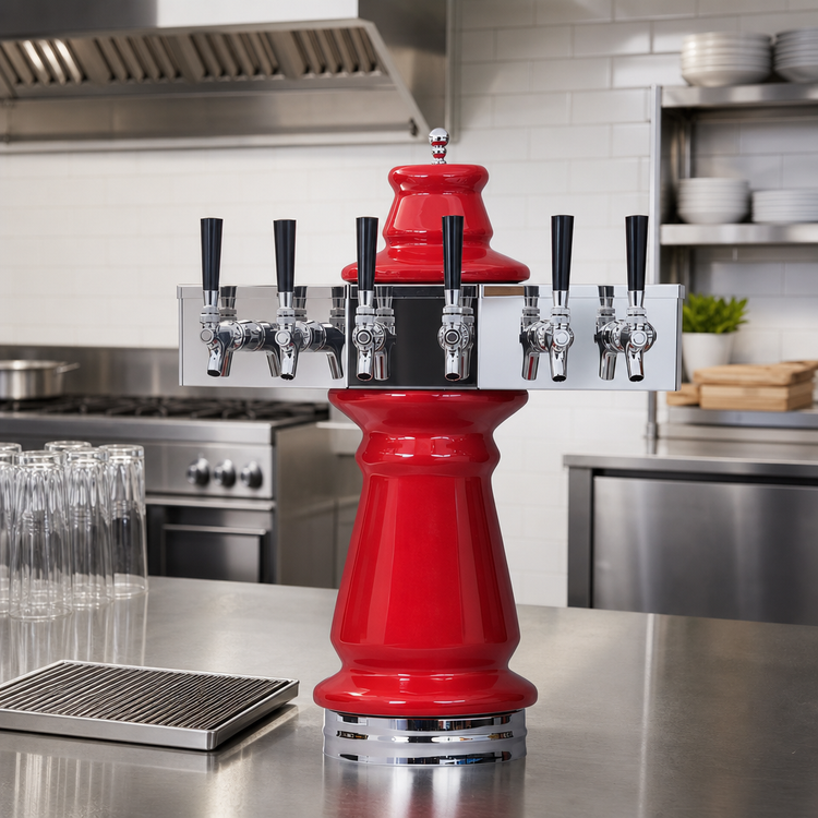 Product image #2 for Glastender Vienna 6-Faucet Glycol-Cooled Draft Dispensing Tower, Ceramic, Mirror Finish