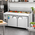 Thumbnail image #2 for Everest Refrigeration EPWR2 Two-Section Side-Mount Sandwich Prep Table, 59-1/8-Inch Wide, 16-Pan Capacity