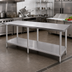 Thumbnail image #2 for Thunder Group 24 x 84-Inch Flat Top Stainless Steel Work Table with Adjustable Undershelf and 6 Legs