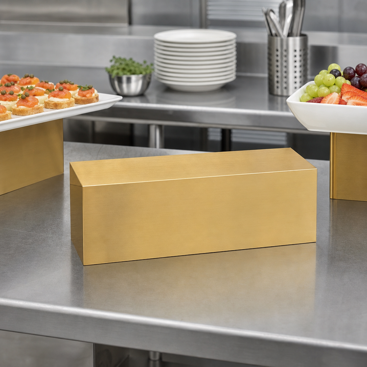 Product image #3 for American Metalcraft Gold Stainless Steel Cube Buffet Riser, 12 x 4 x 4 Inches