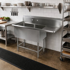Thumbnail image #2 for John Boos Pro-Bowl 42PB204-1D18R 2-Compartment Stainless Steel Sink with Right-Hand Drainboard, 10-Inch Backsplash, 14-Gauge Top