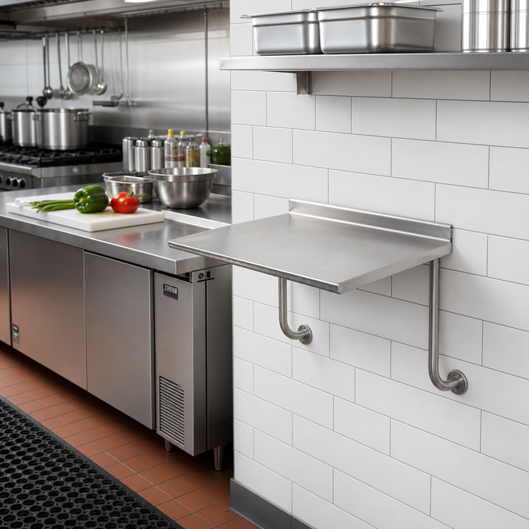 Product image #2 for 24 Inch x 24 Inch Wall-Mounted Stainless Steel Table with 1-1/2 Inch Rear Backsplash