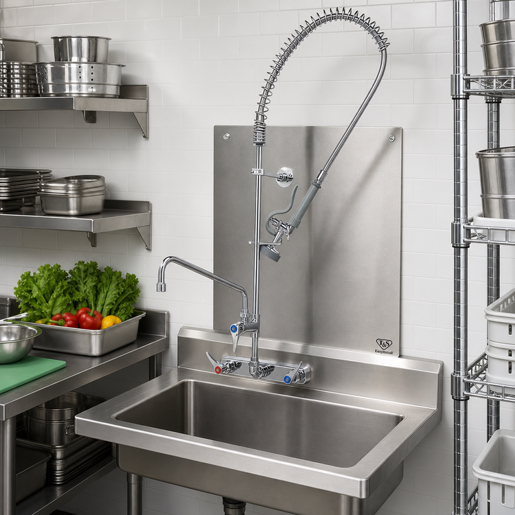 Product image #2 for T&S Brass EasyInstall Wall-Mount Workboard Pre-Rinse Add-On Faucet with 12-Inch Swing Nozzle
