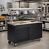 Thumbnail image #2 for 2-Series Affordable Portable 60-Inch Mobile 4-Pan Non-Refrigerated Cold Food Station with Buffet Breath Guard, Lights, and Granite Sliding-Door Base