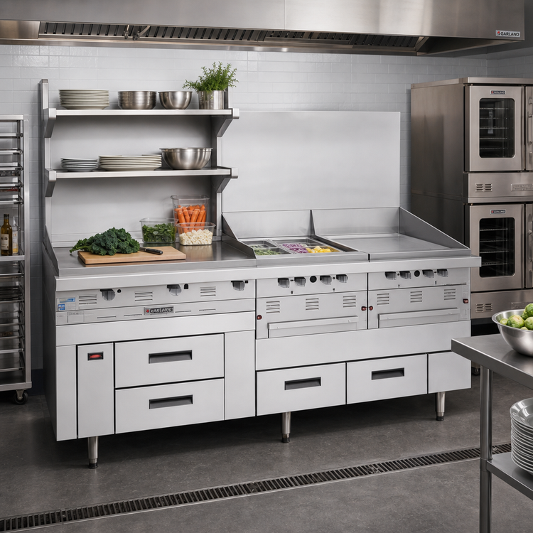 Product image #2 for Garland Arctic Fire 119-Inch Three-Section Self-Contained Refrigerator Base with 6 Drawers