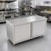 Thumbnail image #2 for John Boos Enclosed Stainless Steel Work Table with Hinged Door Cabinet Base, 84 x 36 in., 14 Gauge 300-Series Top, 1-1/2 in. Rear Up-Turn