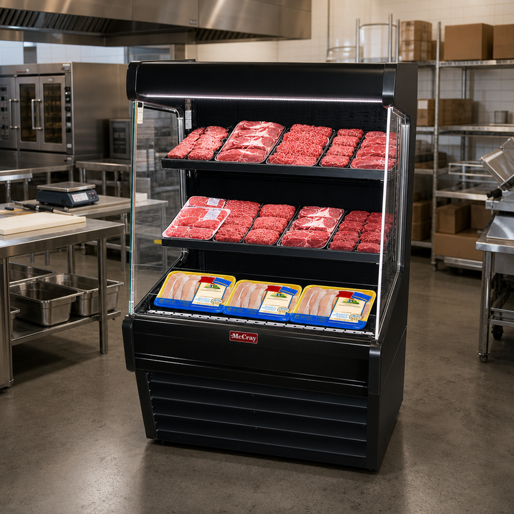 Product image #2 for Howard-McCray Ovation Series 63-Inch Remote Meat Open Merchandiser, Endless Design, Black, LED
