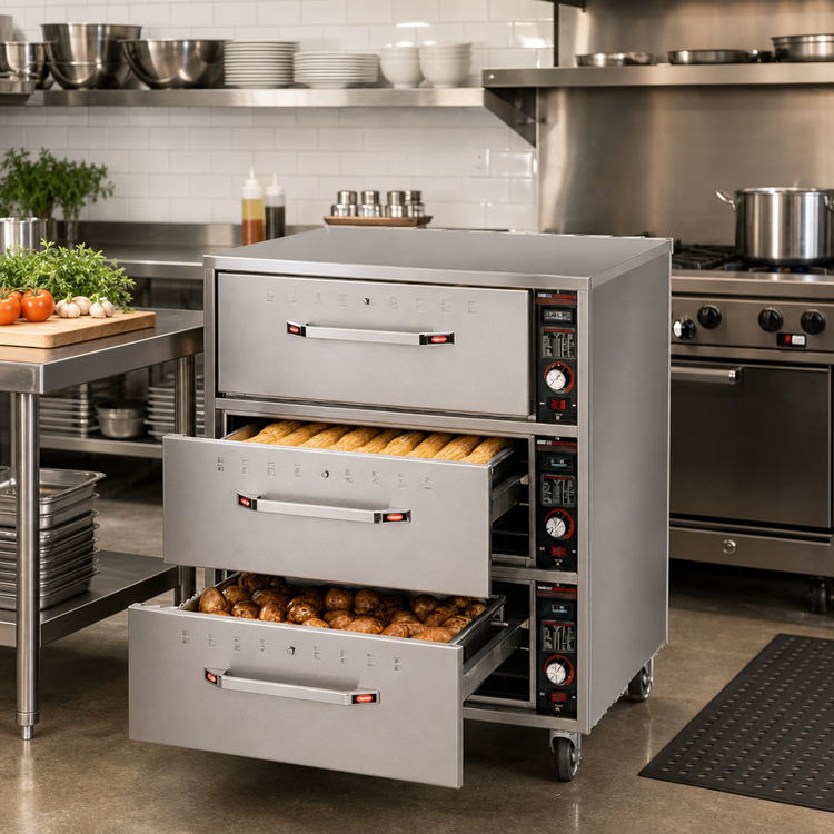 Product image #2 for Hatco Free-Standing Three-Drawer Stainless Steel Warming Drawer Unit, 120V
