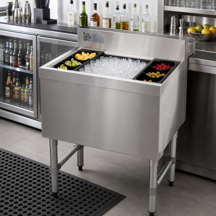 Product image #2 for Advance Tabco Underbar Basics 30-Inch Stainless Steel Cocktail Unit with 16-Inch Deep Ice Bin