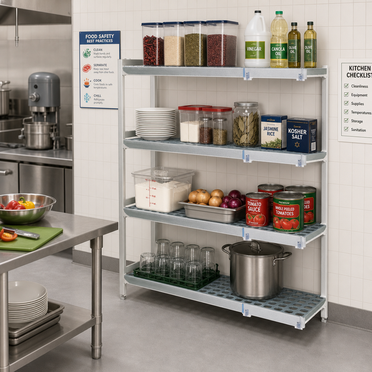 Product image #2 for Fermostock 4-Tier Corner Expansion Polymer Shelving Unit, 71 Inches High x 52 Inches Wide x 14 Inches Deep