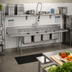 Thumbnail image #2 for Advance Tabco Regaline 4-Compartment Stainless Steel Sink with Left and Right Drainboards, 16 x 20 Bowls, 14 Gauge