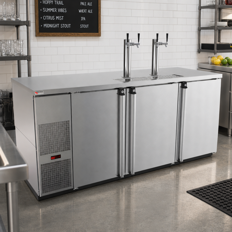 Product image #2 for Pro-Line E-Series Three-Section Direct Draw Draft Beer Cooler, Stainless Steel, 80-Inch, 4 Half-Keg Capacity